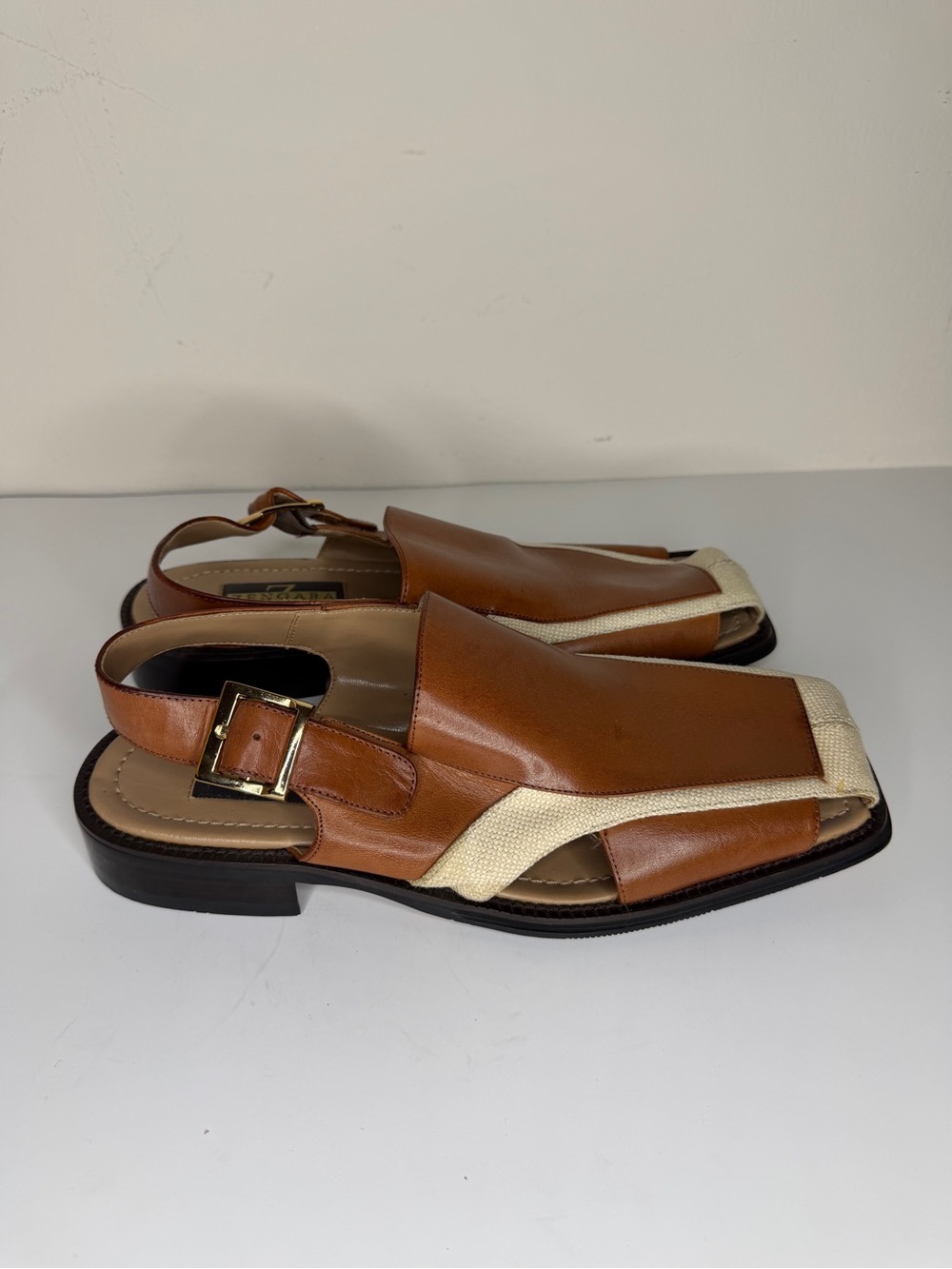 Zengara Sandals Vintage Fisherman Strappy Tan Brown Leather Shoes Mens Size 9M